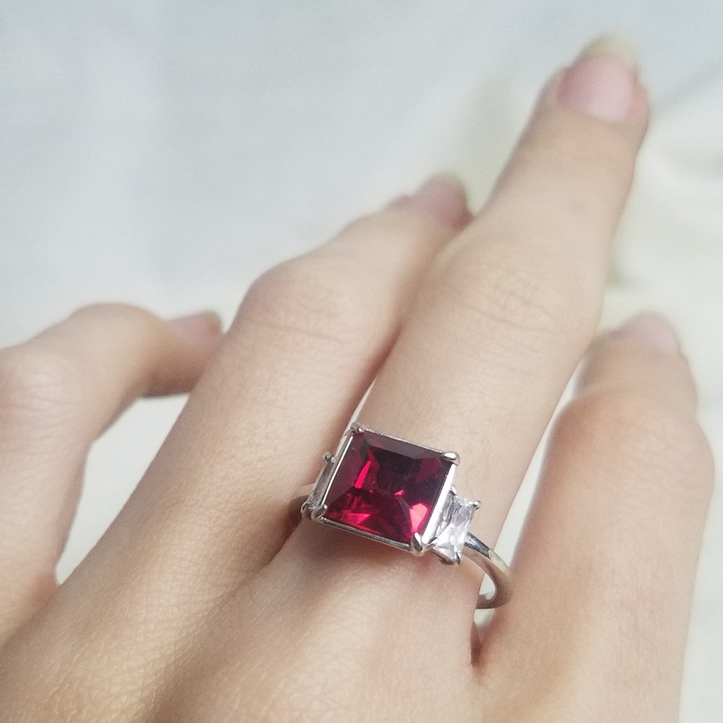 Red Square Gem Ring